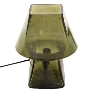 Lampe champignon Elita H.26cm en verre vert