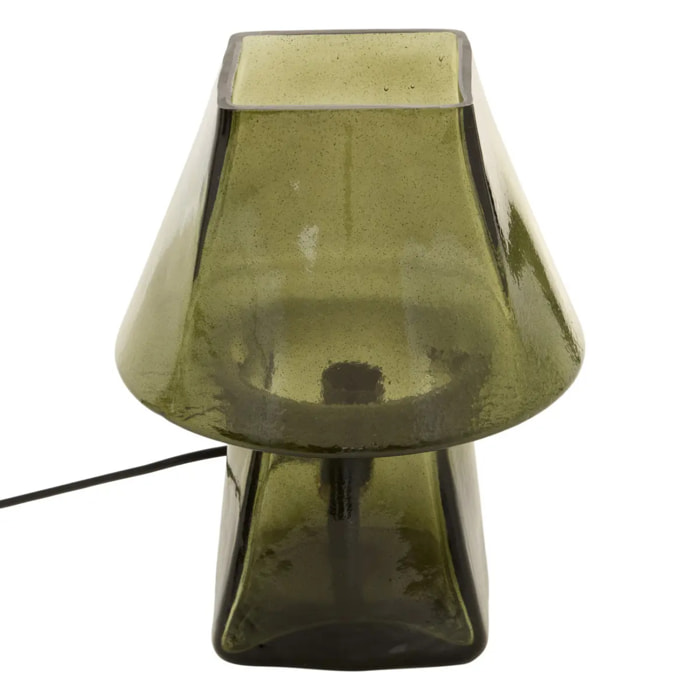 Lampe champignon Elita H.26cm en verre vert