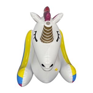 Sedia galleggiante gonfiabile per bambini, design unicorno, spara acqua.