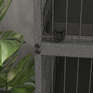 Jaula para Animales Pequeños de 4 Niveles Parque para Mascotas con Ruedas Rampas Hamaca Colgante y Bandeja Extraíble Recinto para Conejos Chinchillas Hurones 80x52x128 cm Gris