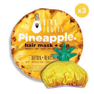 Masques Capillaires et Charlottes - Bear Fruits - Ananas : Détox et Energie - Pack de 3