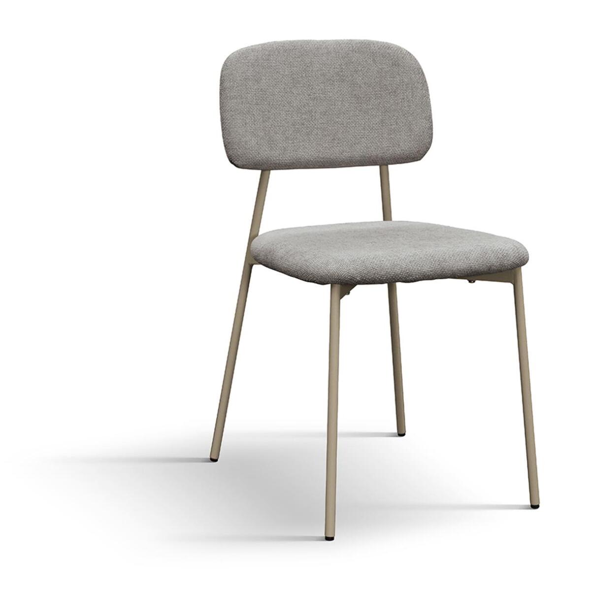 Set di 4 sedie BERLINO in tessuto grigio e gambe in metallo beige