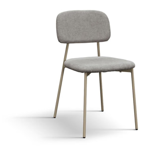 Set di 4 sedie BERLINO in tessuto grigio e gambe in metallo beige
