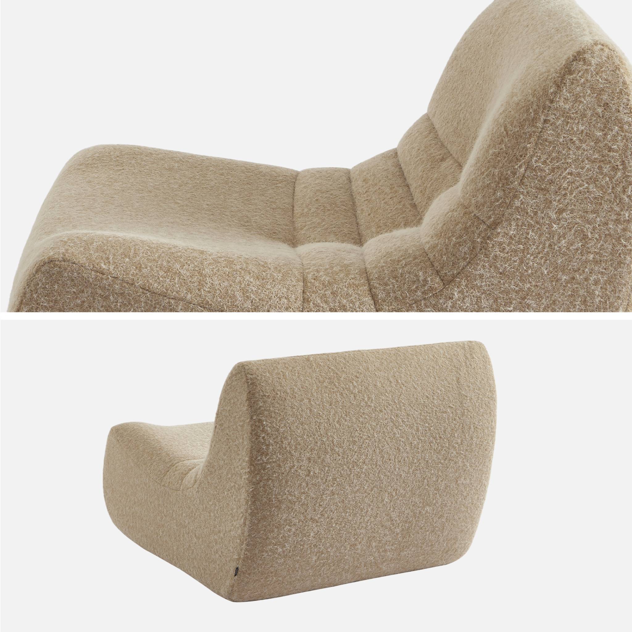 Chauffeuse tissu effet alpaca 1 place. beige. style contemporain. L 91 x P 105 x H 72cm