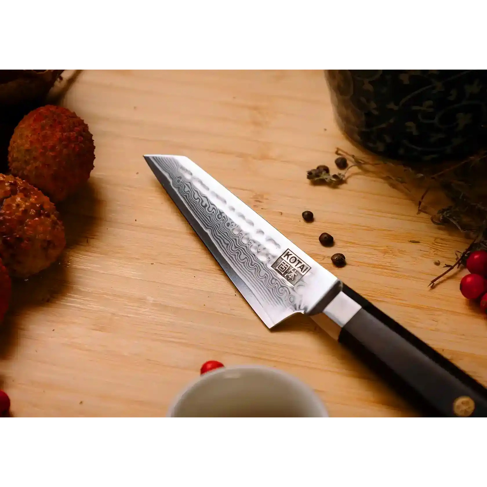 Coltello spelucchino "Bunka" | acciaio damasco | L: 9 cm