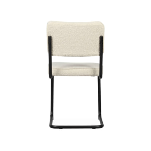 Lot de 2 chaises cantilever bouclette texturée blanc cassé. Maja. L46 x P54.5x H84.5cm