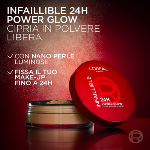 Cipria in Polvere Libera Medium Infaillible 24h Power Glow Fissante Idratante con Nano Perle Luminose