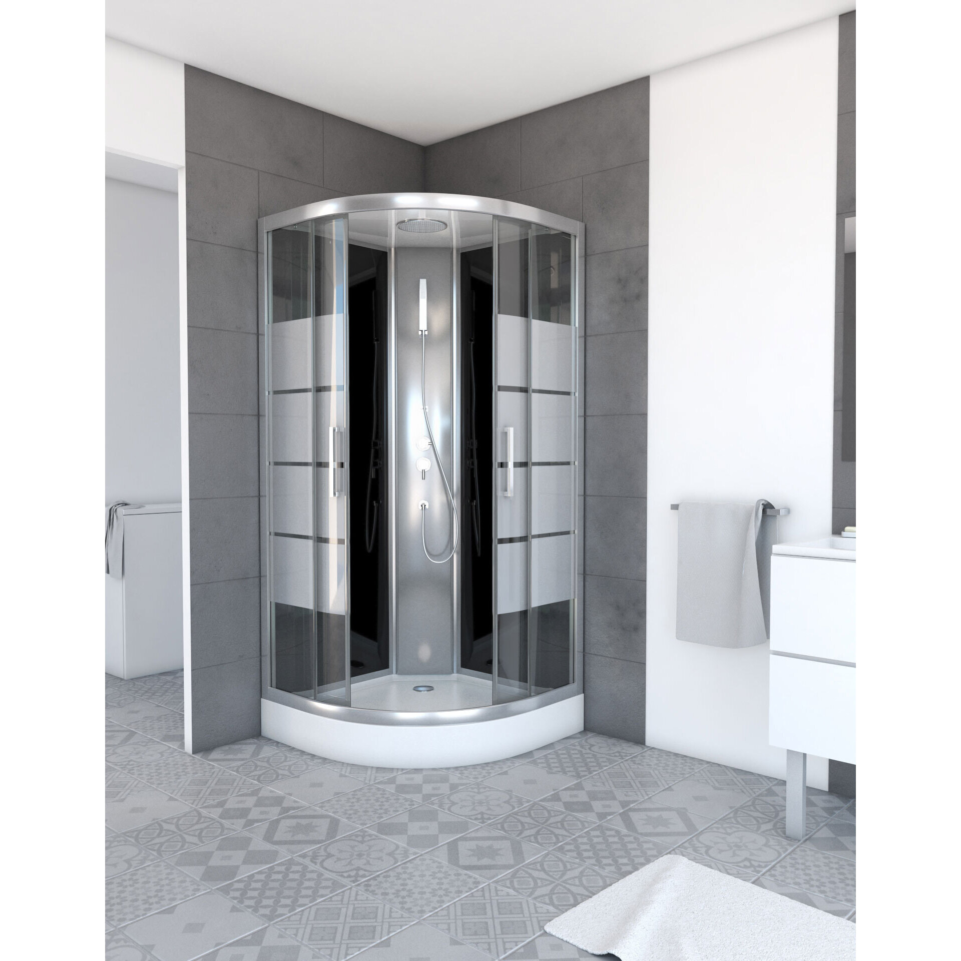 Cabine de douche SIMPLY STRIPE LOCKED 1/4 de cercle