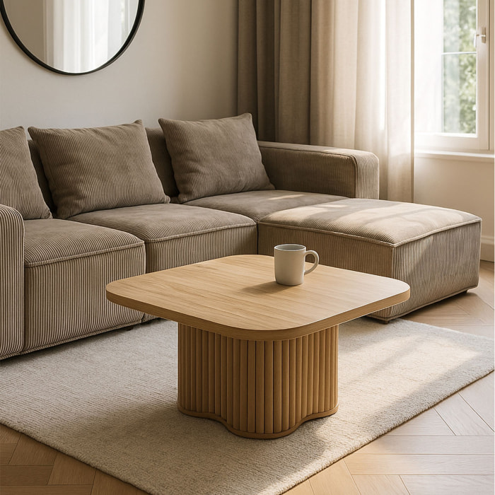Table basse carré avec pied de forme organique 80cm ALBA