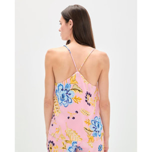 Top in pizzo satinato stampato