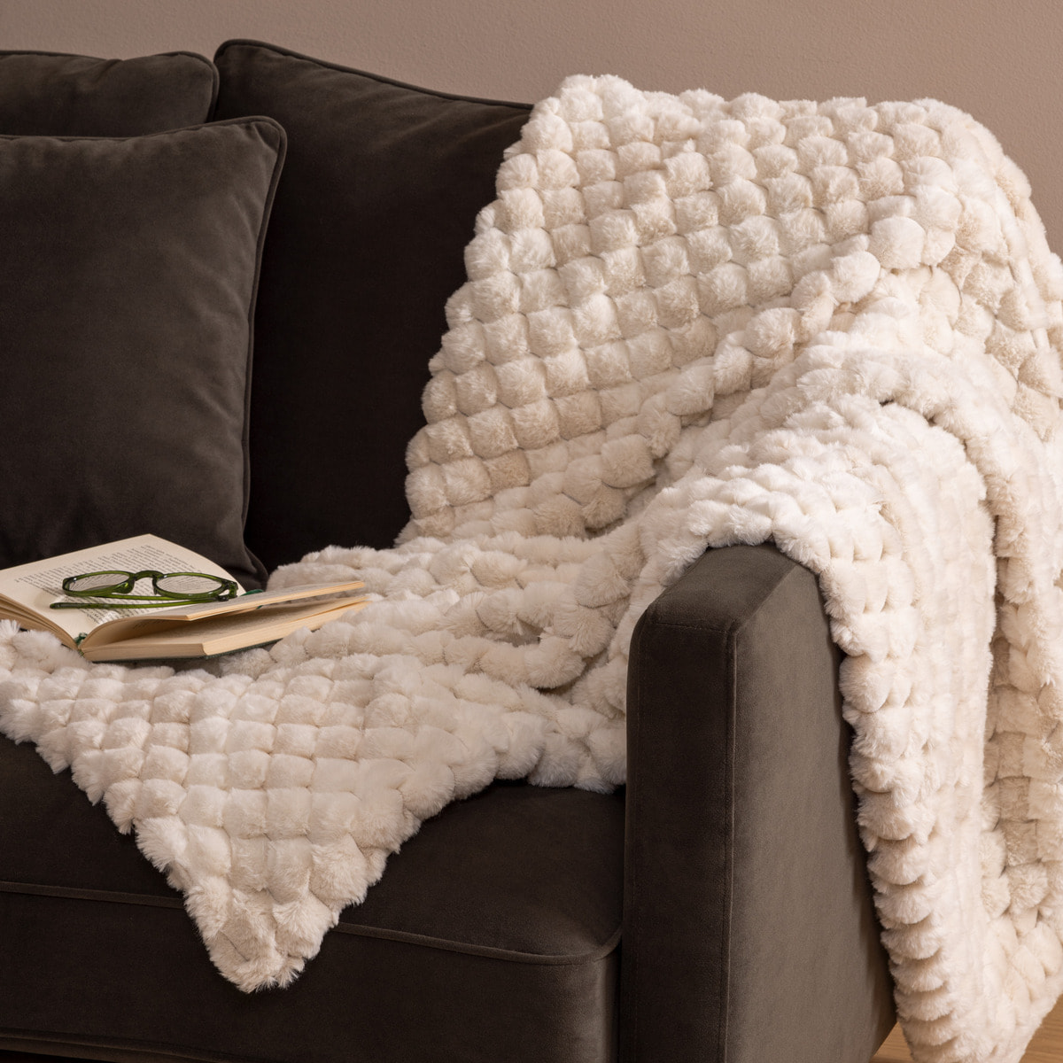 Plaid fourrure Ariel beige 120x160cm