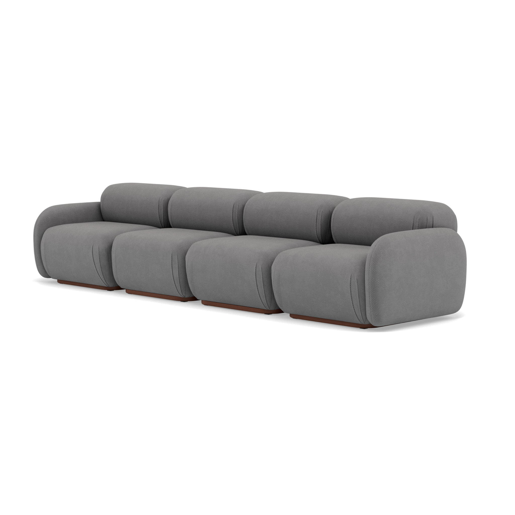 Penelope - canapé droit modulable 4 places en velours texturé - Gris