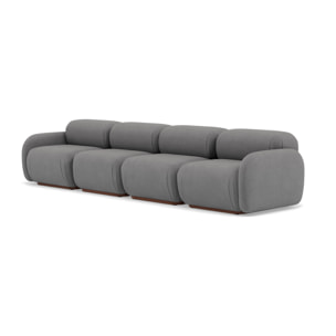 Penelope - canapé droit modulable 4 places en velours texturé - Gris