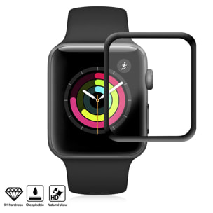 Protector de pantalla de cristal templado con bordes curvados a color para Apple Watch 42mm (Series 1, 2 y 3)