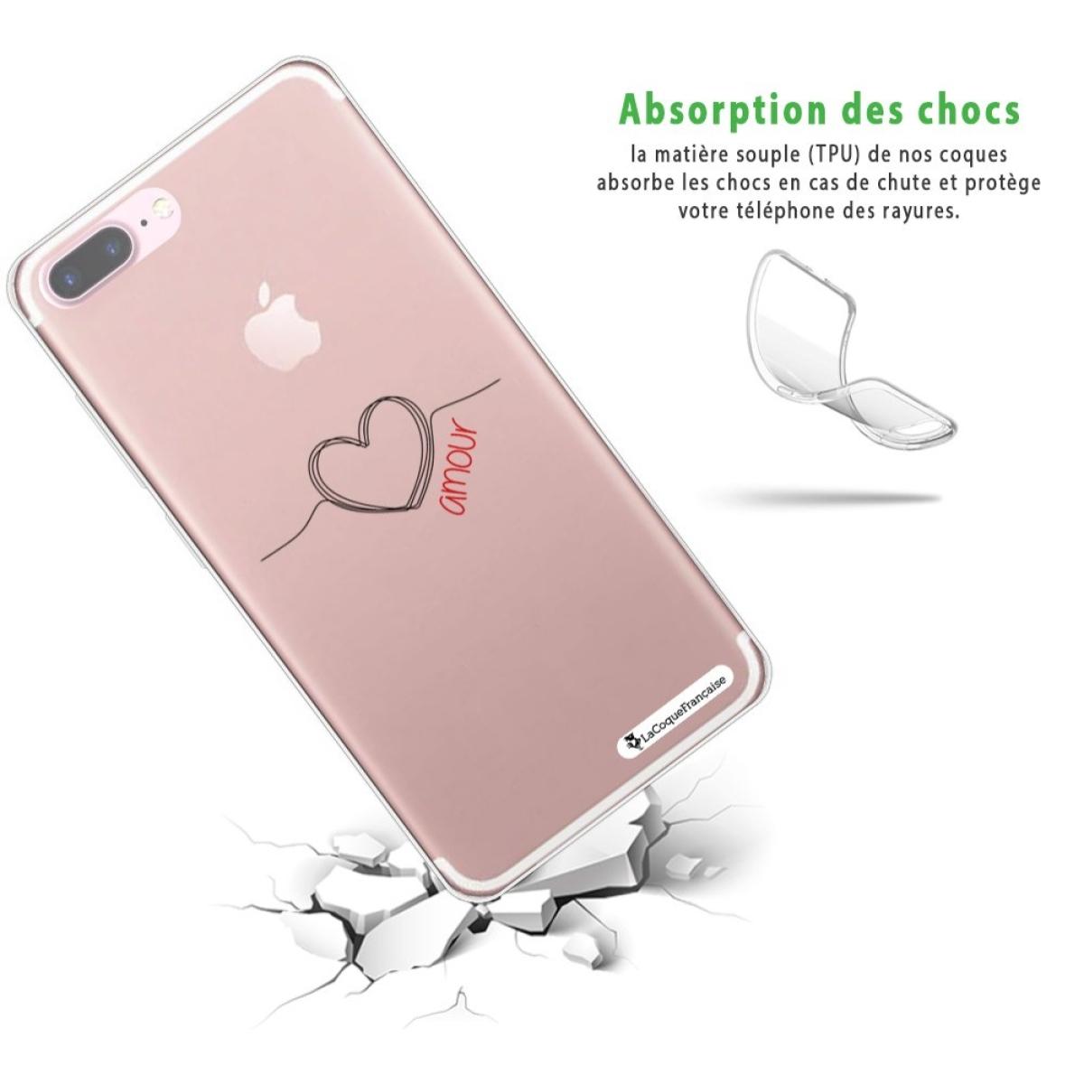 Coque iPhone 7 Plus/ 8 Plus silicone transparente Coeur Noir Amour ultra resistant Protection housse Motif Ecriture Tendance La Coque Francaise