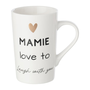 J-Line mug Mamie - porcelaine - blanc/noir