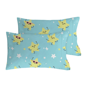 2 Fundas de almohada Mr.Wonderful Estrellas 50x80 cm - 100% algodón -