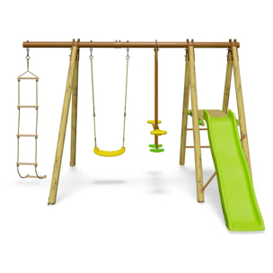 Balançoire en bois poutre métal 1,90 m, 5 enfants, Techwood OREKA