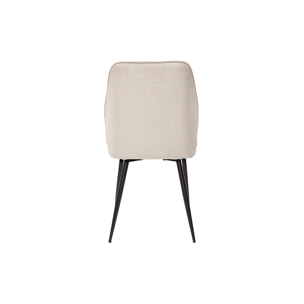 Chaises design en tissu effet velours beige et métal noir (lot de 2) FANETTE