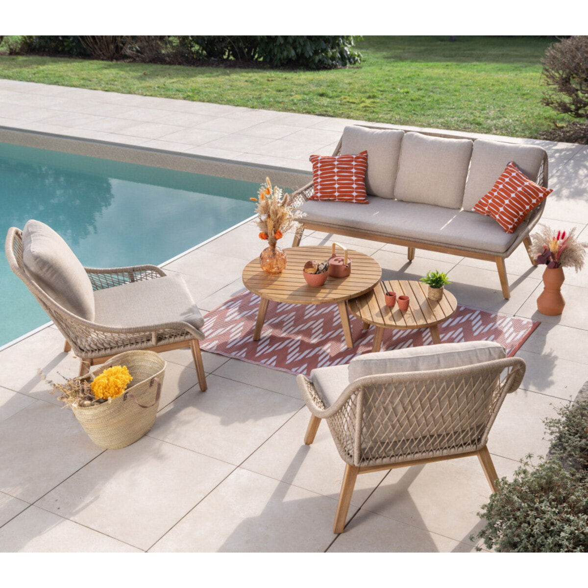 Salon de jardin en acacia - 5 places - DANAO