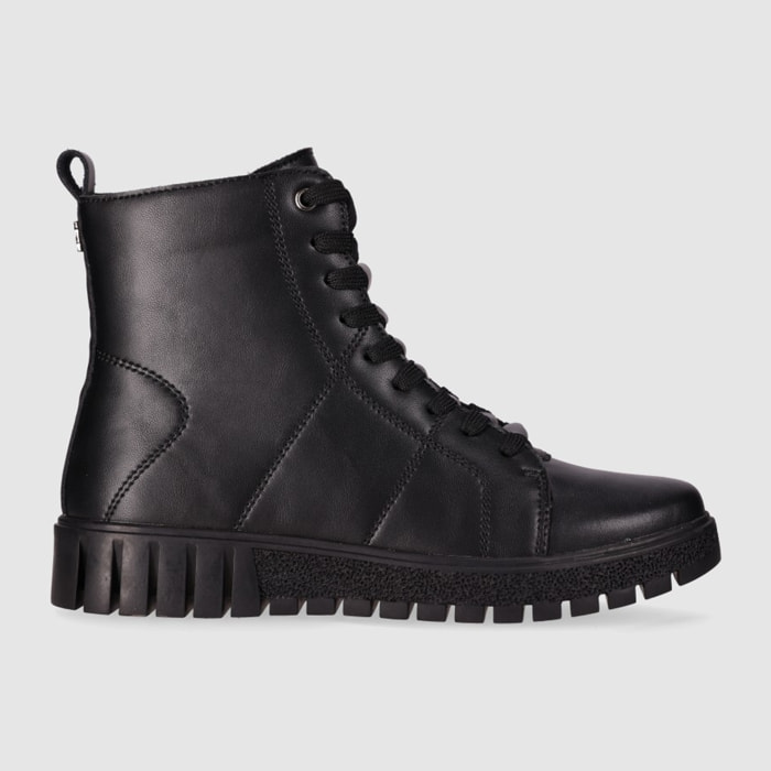Botines de Piel - Negro - Tacón: Bajo