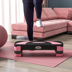 Step de Aeróbic Step para Fitness Antideslizante con Altura Regulable 3 Niveles de 80x31x10/15/20 cm Tabla Plataforma Stepper para Deporte y Ejercicio en Casa Gimnasia Carga 150 kg Rosa