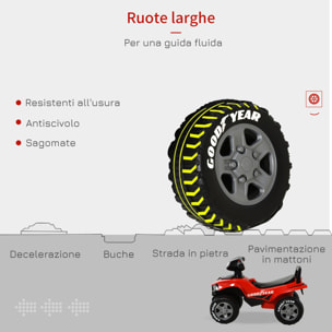 HOMCOM Quad Giocattolo per Bambini 18-36 Mesi con Licenza GOODYEAR con Luci e Suoni Realistici - Rosso e Nero