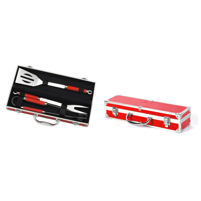 Mallette 3 Ustensiles Rouge (Pince, Spatule Et Fourchette) - LE MARQUIER