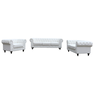 Fauteuil Chesterfield "Aliza" - 111 x 82 x 70 cm - Blanc