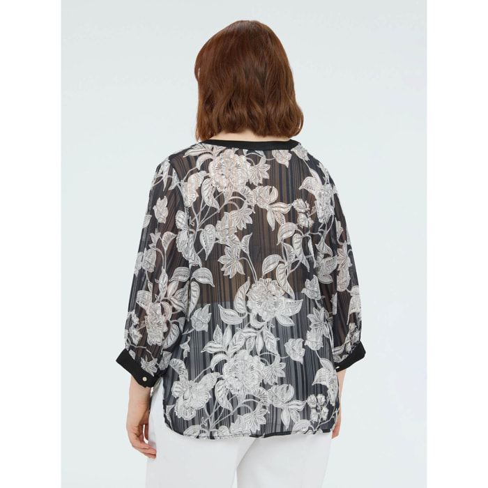 Fiorella Rubino - Blusa de crepón con estampado floral - Negro