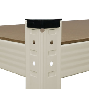 Set da 2 scaffali metallici 150x75x30 cm, color avorio