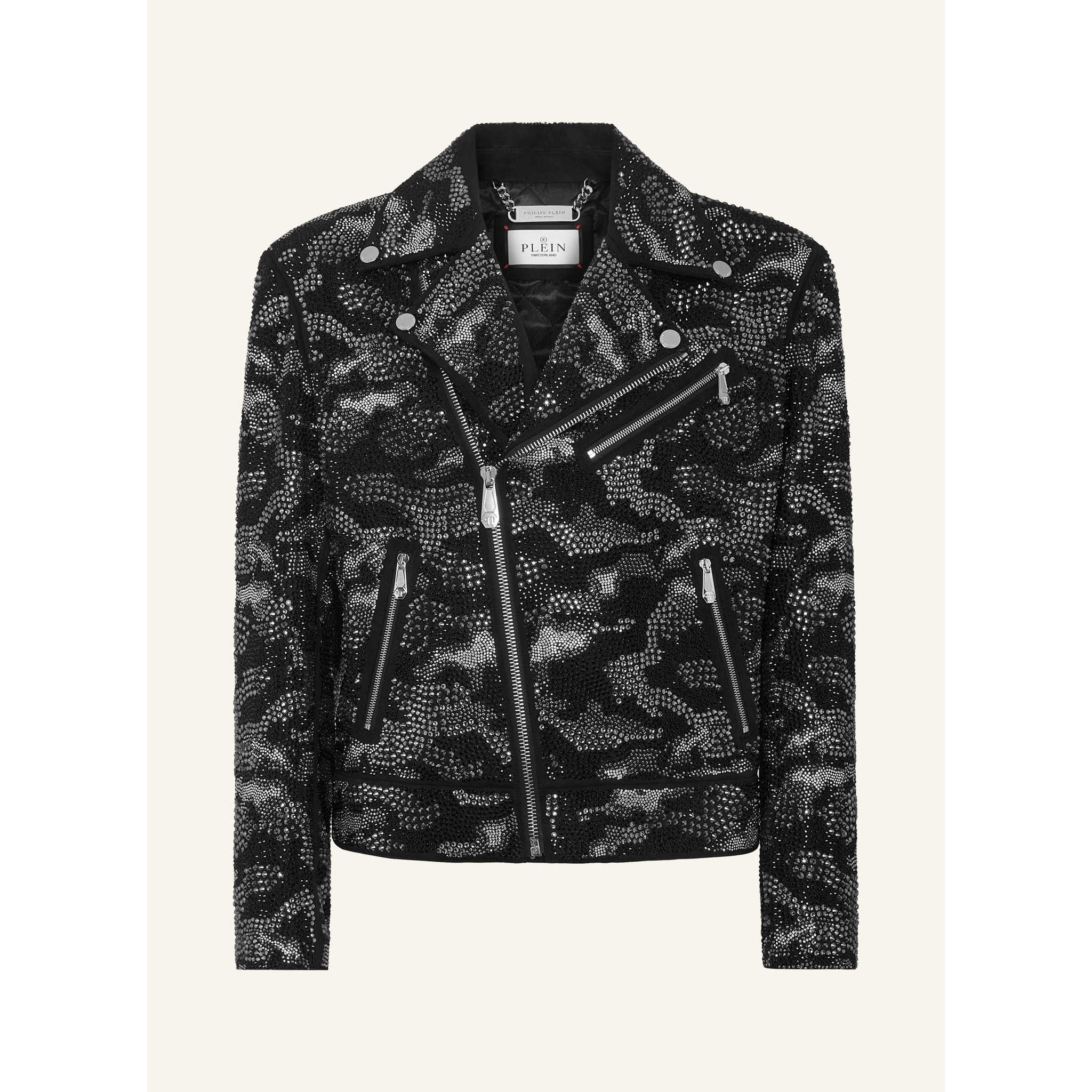 PHILIPP PLEIN Leather Jacket CAMOUFLAGE