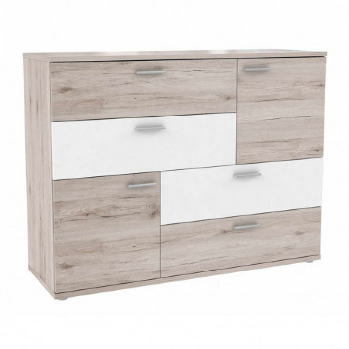 Commode 2 portes 4 tiroirs en bois - 5 coloris - SKY