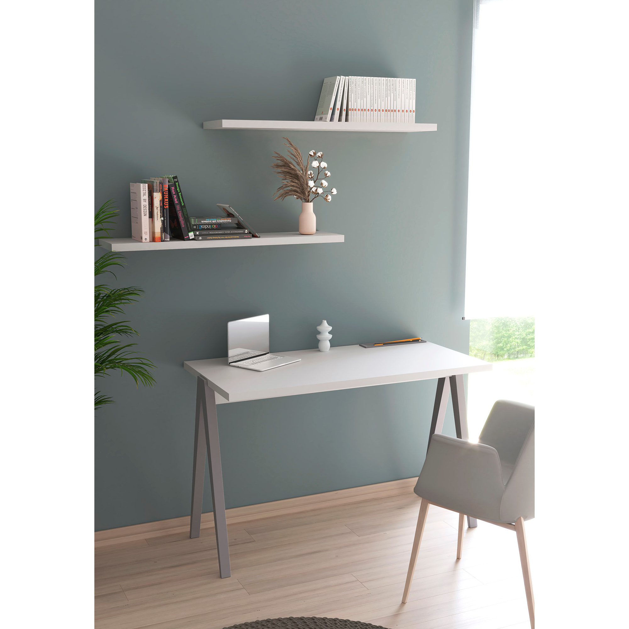 Estante mural Line melamina blanco 90x18x2 cm