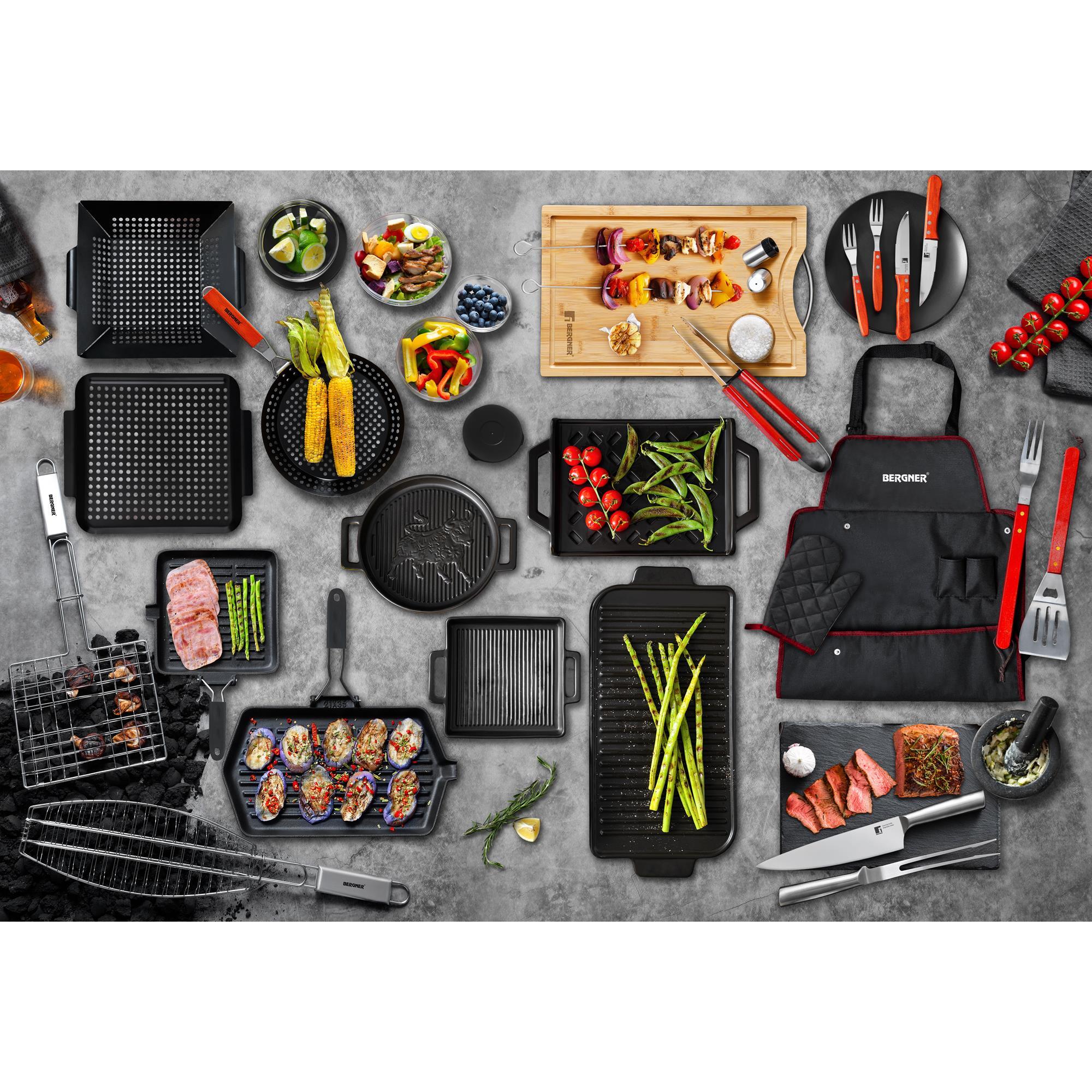 Juego de 4 tenedores bbq para carne en acero inoxidable bergner
