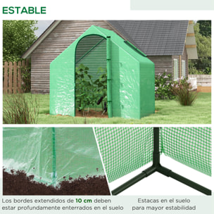 Invernadero Pequeño Invernadero de Exterior con Ventana Puerta con Cremallera y Marco de Acero Invernadero para Cultivar Tomates Plantas Flores 180x100x168 cm Verde