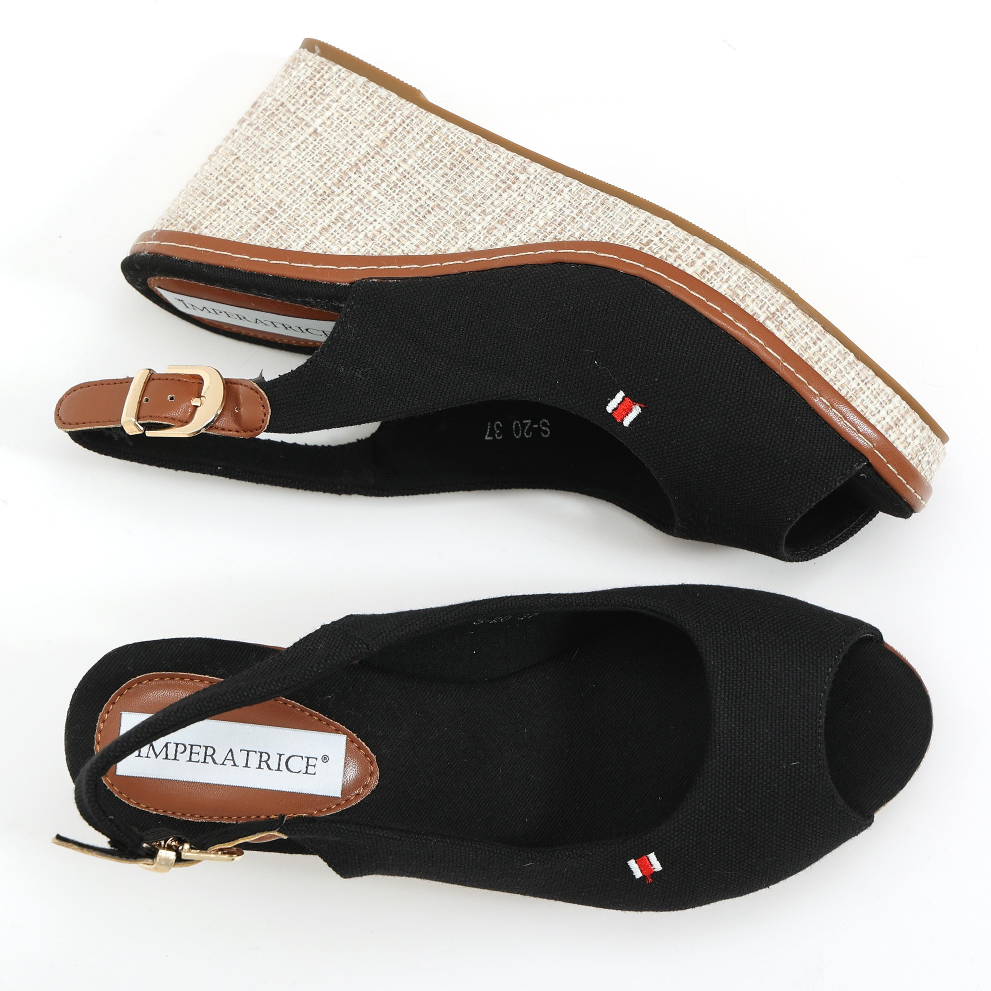 Sandali in tessuto con zeppa