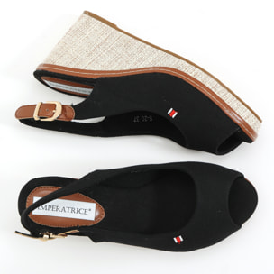 Sandali in tessuto con zeppa