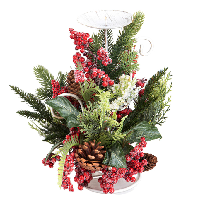 Portacandele alto 33 cm per 1 frost berries - Pezzi 1 - Colore:Rosso - Bianchi Dino - -