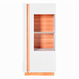 Credenza Con Vetrina Moderna Mobile contenitore Con Ripiani Interni In Truciolare Melaminico Ideale Per Soggiorno  72 x 40 x 154 cm Bianco E Rovere