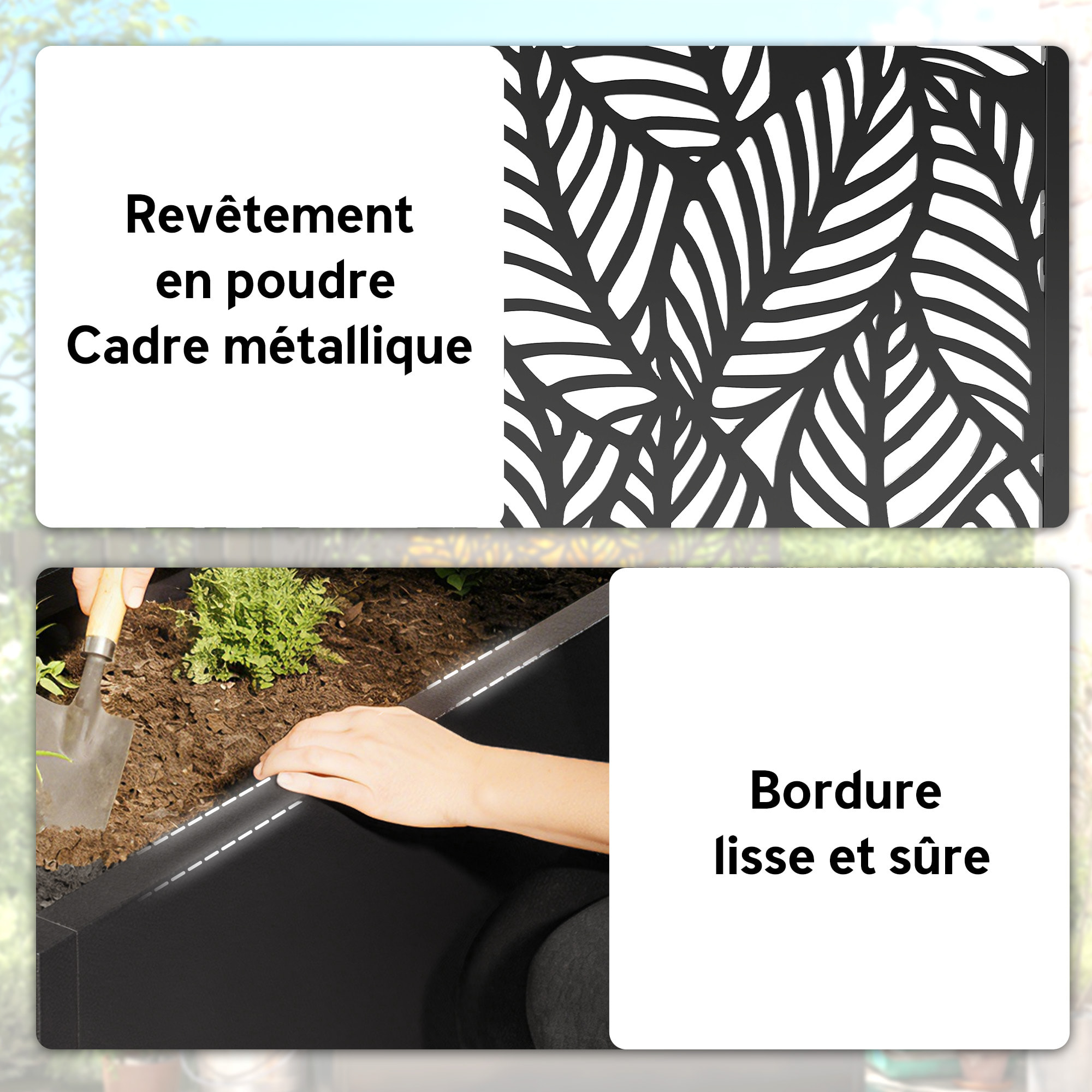 Jardinière avec treillis haut design végétal - jardinière métal époxy noir