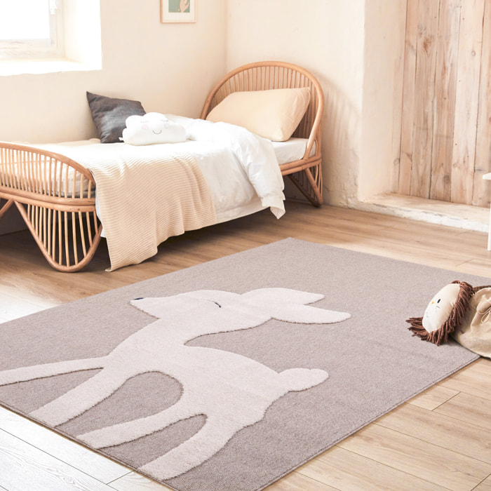 Bambi - tapis enfant motif biche, beige