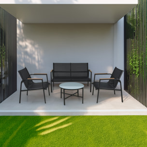 Well Home Conjunto de Muebles de Jardín de 4 Piezas de diseño en acero galvanizado y vidrio acabado de Mármol