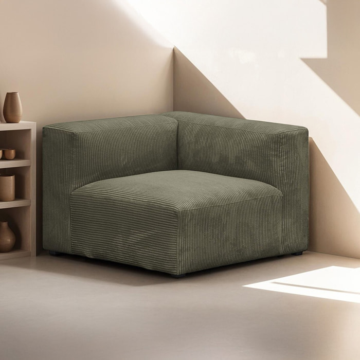 Chauffeuse d'angle à droite modulable en velours côtelé - MODULO
