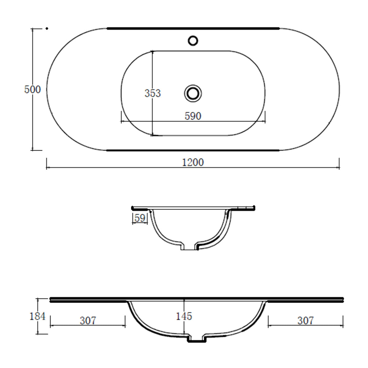 MOBILE DA BAGNO COSMO 120CM ROVERE PURO - 3 PEZZI