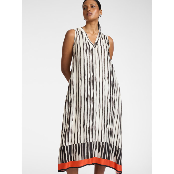 Elena Mirò - Vestido línea A satén estampado - Negro