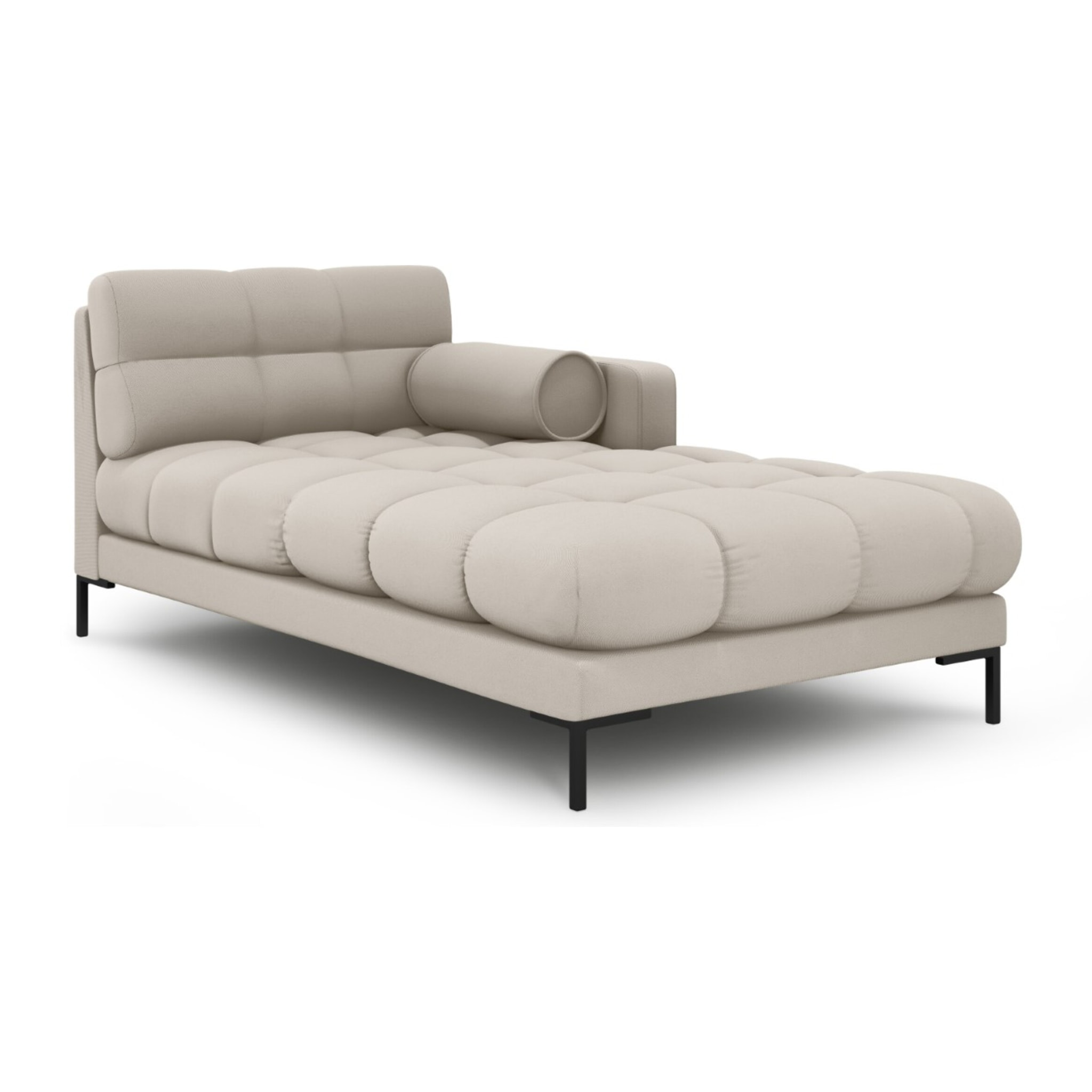 Méridienne droite "Bali" en tissu structurel beige