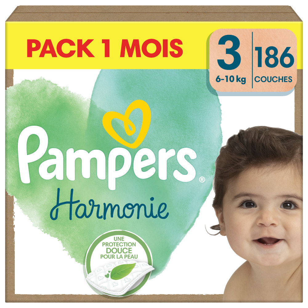 186 Couches Harmonie Taille 3 (6kg - 10kg) - Pampers