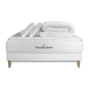 Pack George V + Sommier tapissier en kit cm d'épaisseur - Matelas à Ressorts ensachés et mémoire de forme de 28cm d'épaisseur