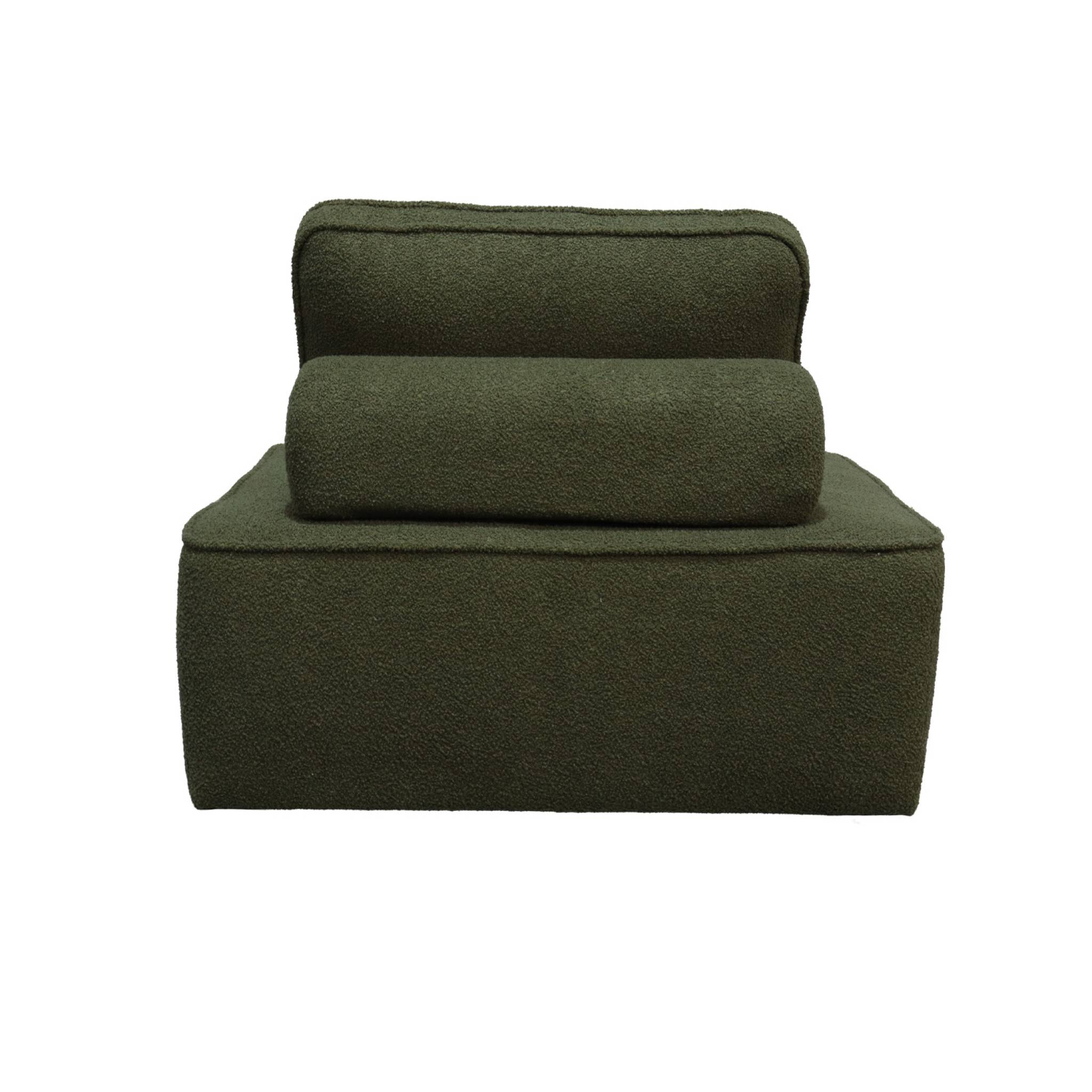 Lot de 2 chauffeuses pour canapé modulable tissu bouclette kaki 1 place Bao. L 90 x P 90 x H 74cm